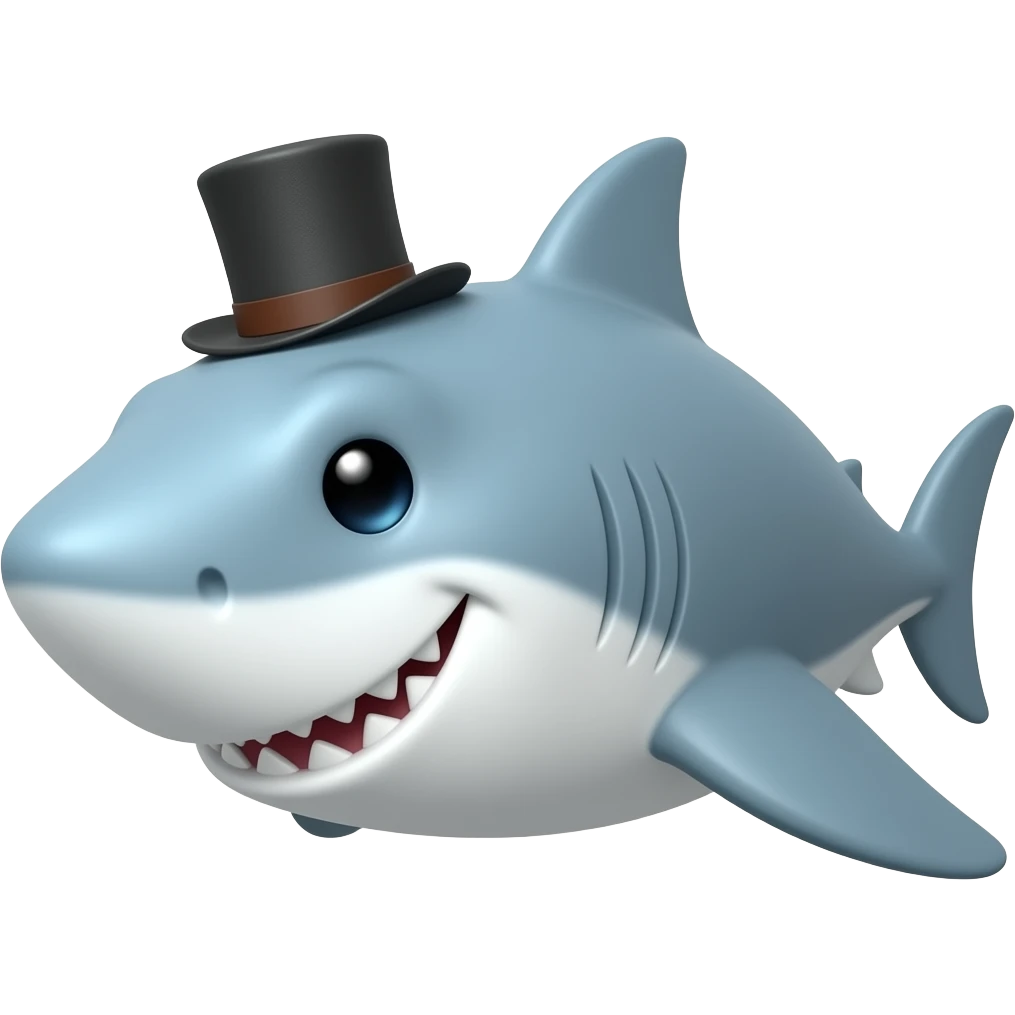 Shark with a top hat emoji