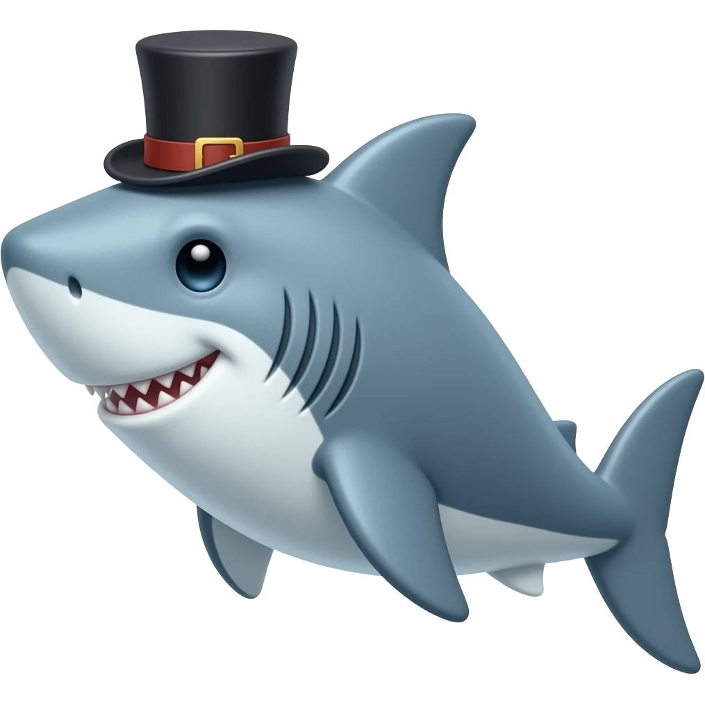 Shark with a top hat emoji