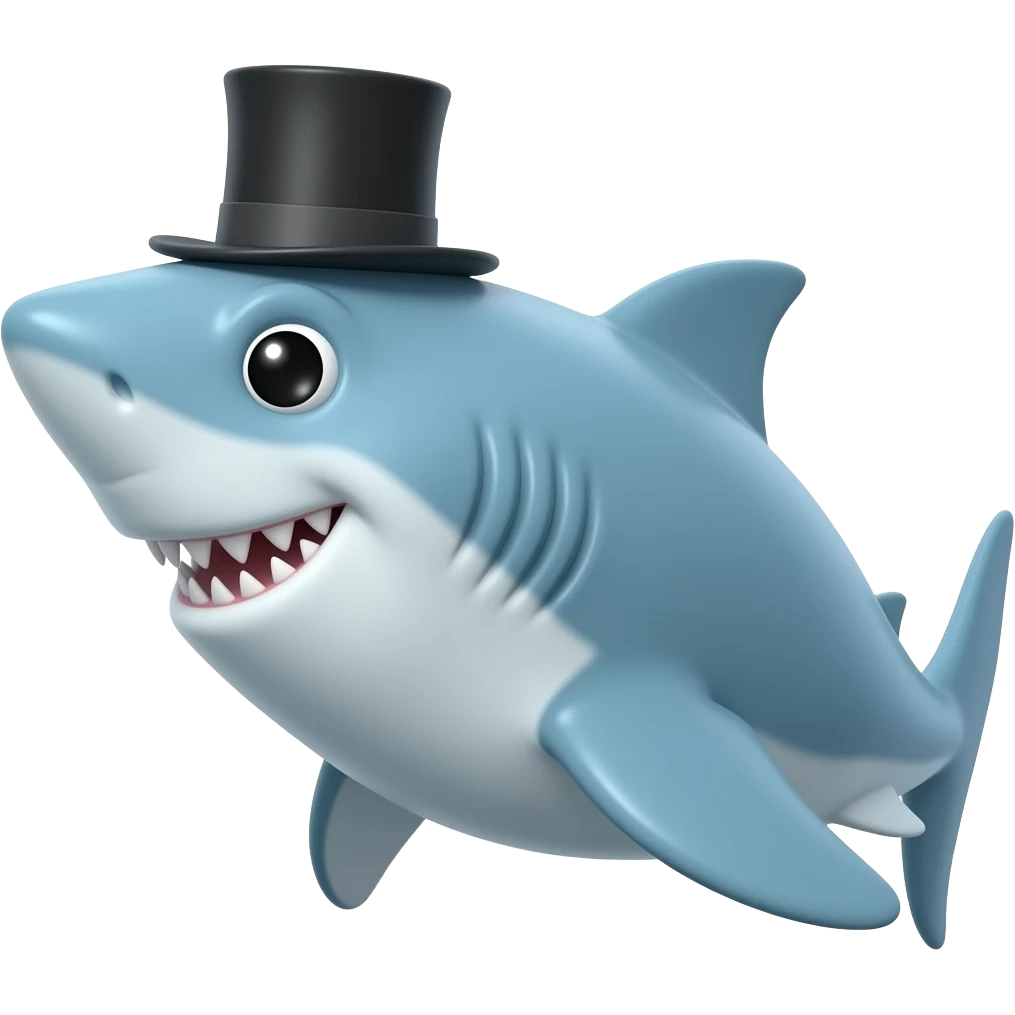 Shark with a top hat emoji