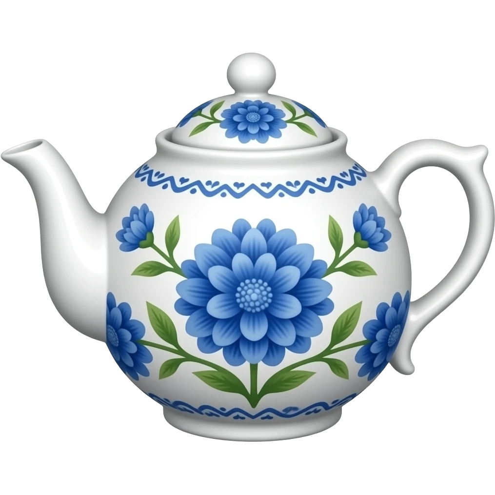 théière en porcelaine Anglaise à fleurs bleues emoji
