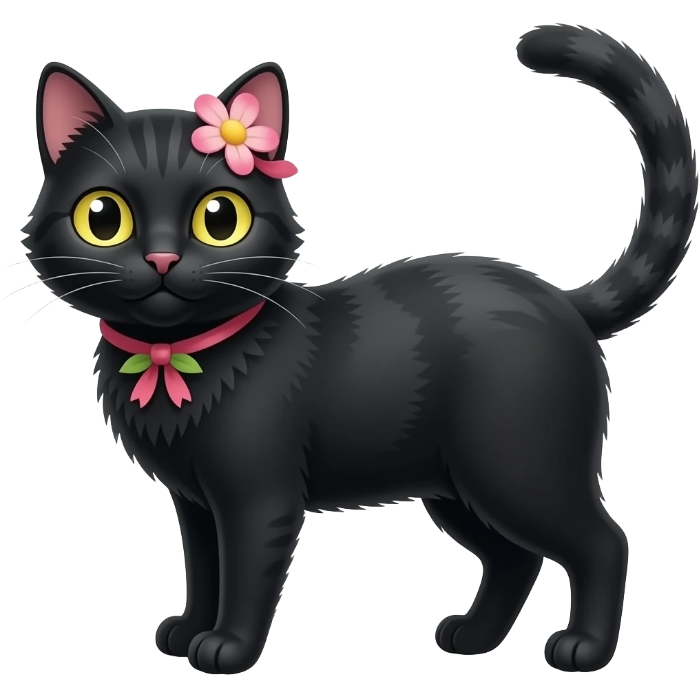 flower black cat emoji
