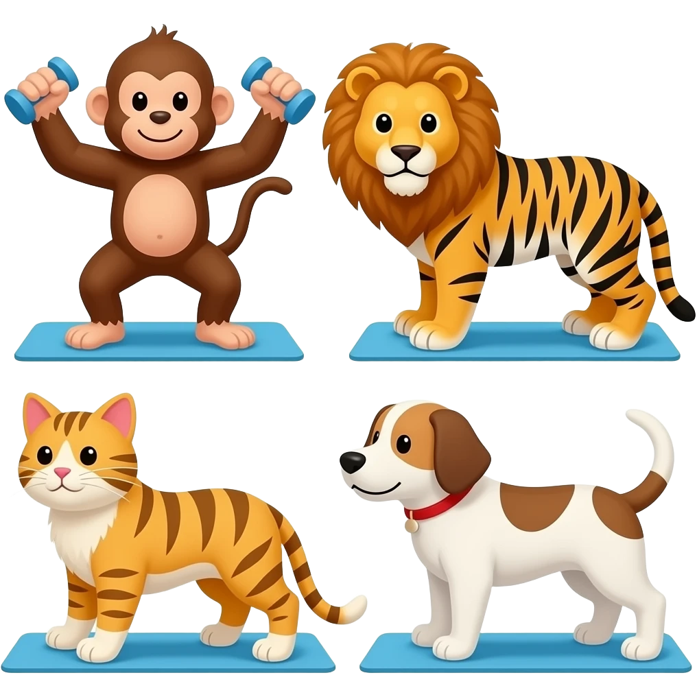 🐵🦁🐯🐱🐶 exercise emoji