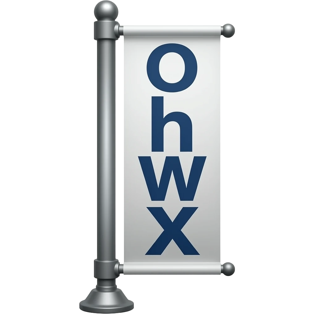 banner pole with text on it vertically spelled emoji