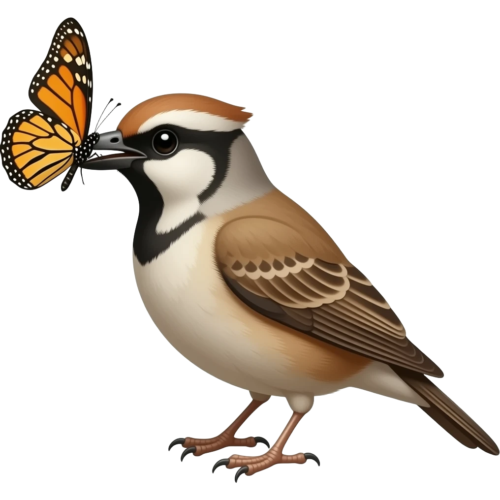 Bird eats butterfly emoji