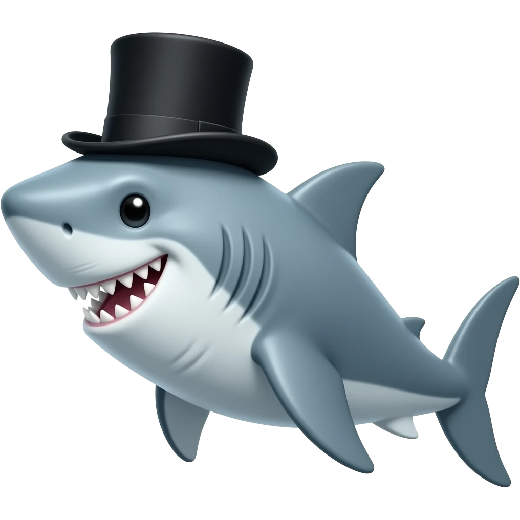 Shark with a top hat emoji