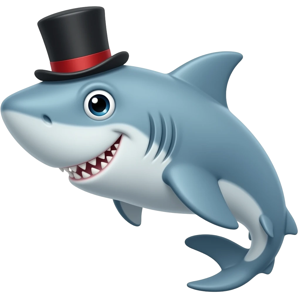 Shark with a top hat emoji