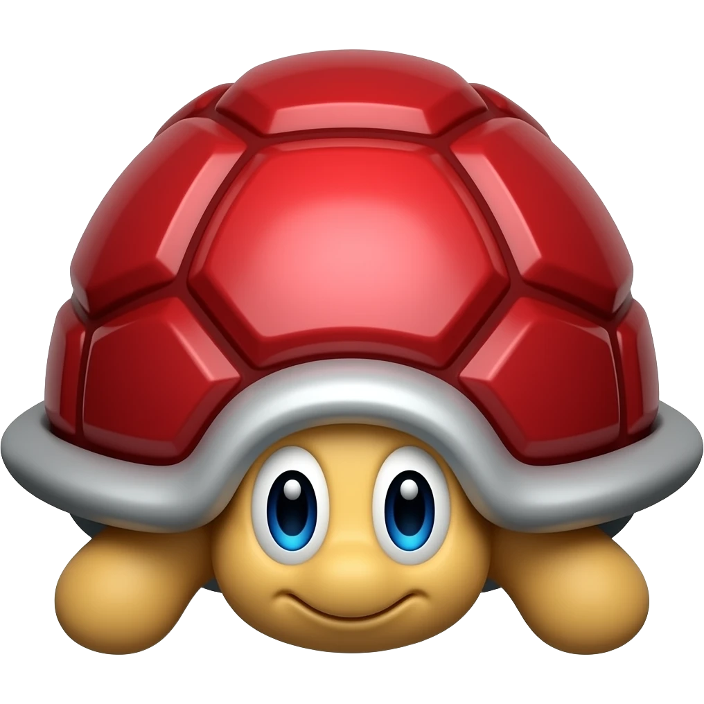 red marko kart turtule shell, hyper realistic highly detailled emoji