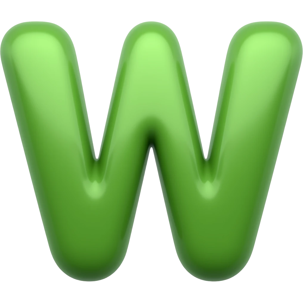 Animated letter W in green emoji