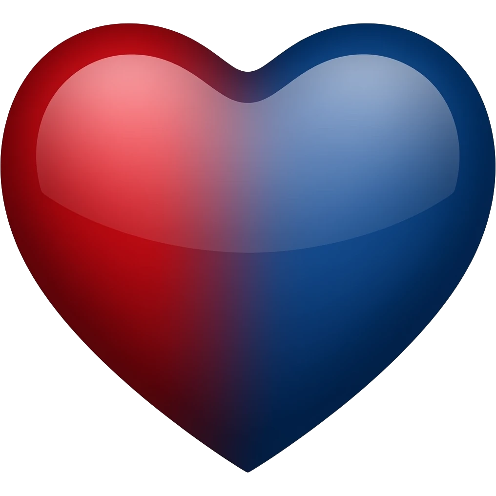 Half dark red and half dark blue heart emoji