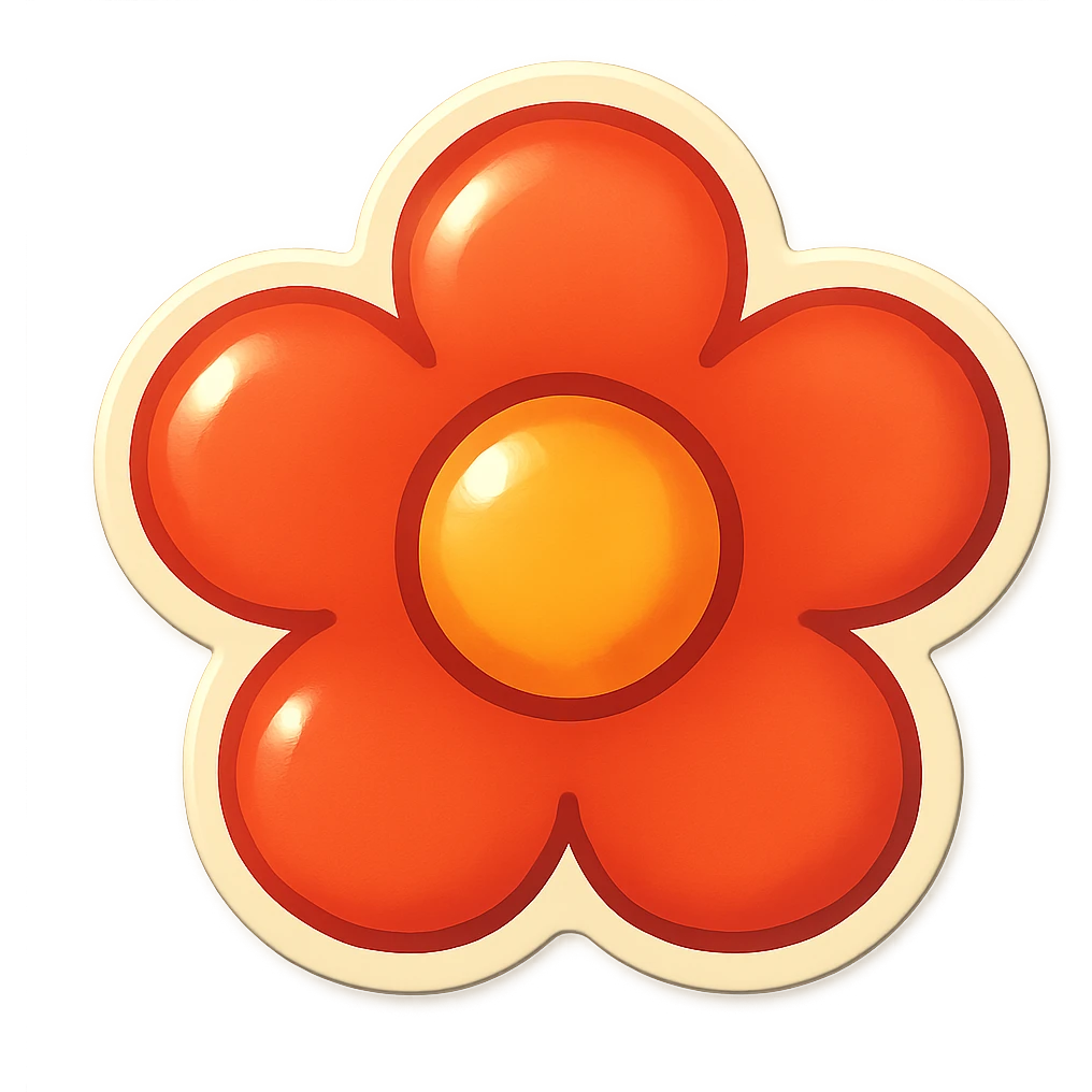 cartoon style sticker of a single flower symbol, simple and clear, no text emoji