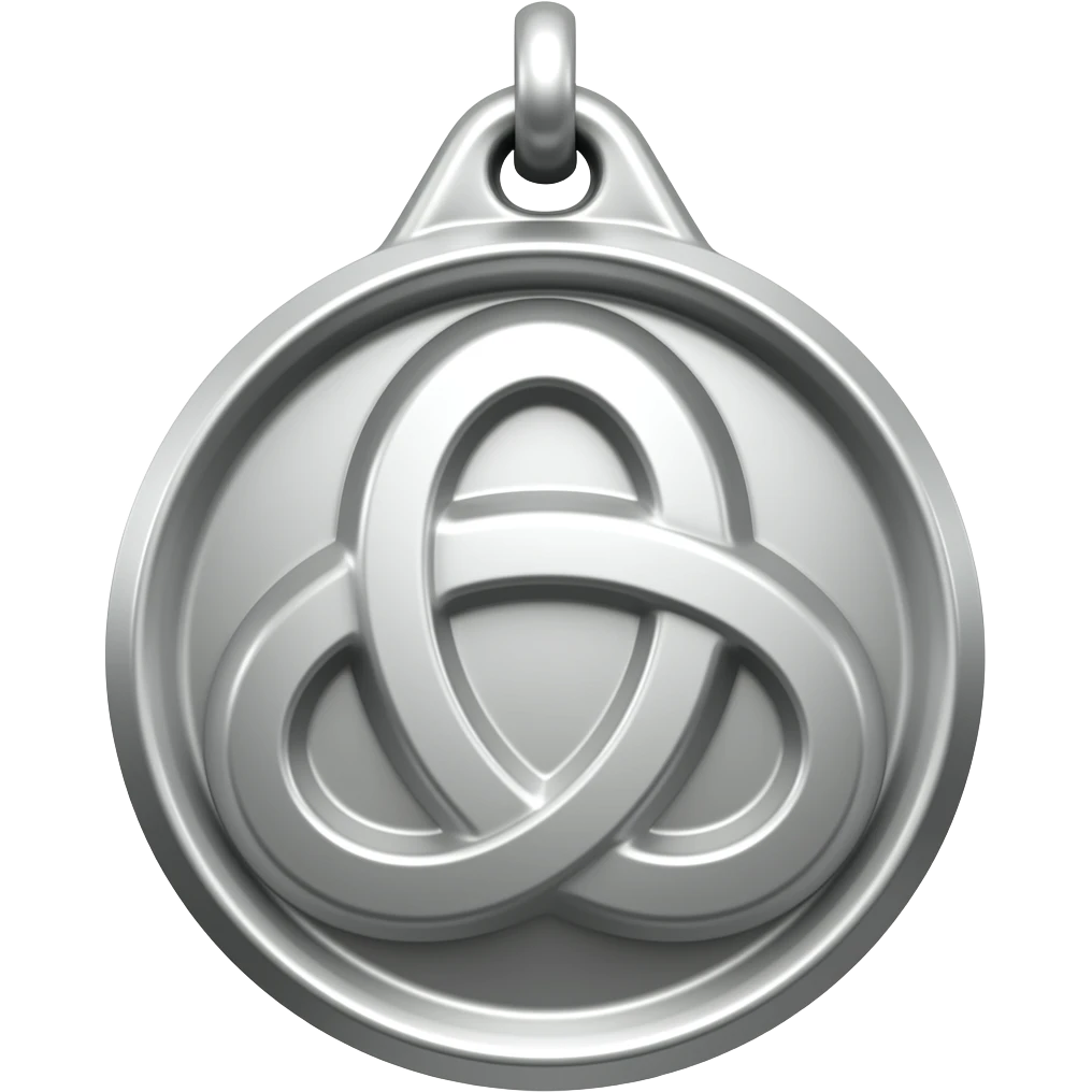 A silver Triskellion medal with black and red markings emoji