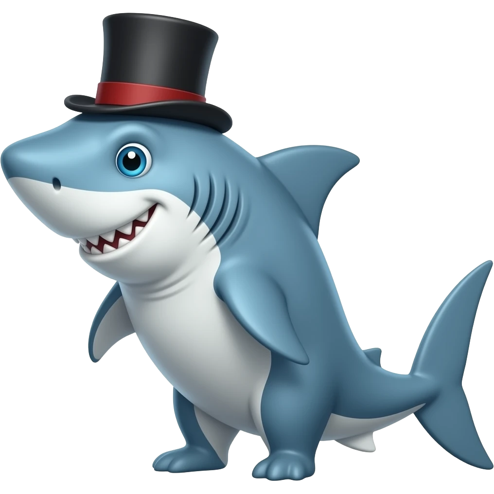 Shark with a top hat emoji