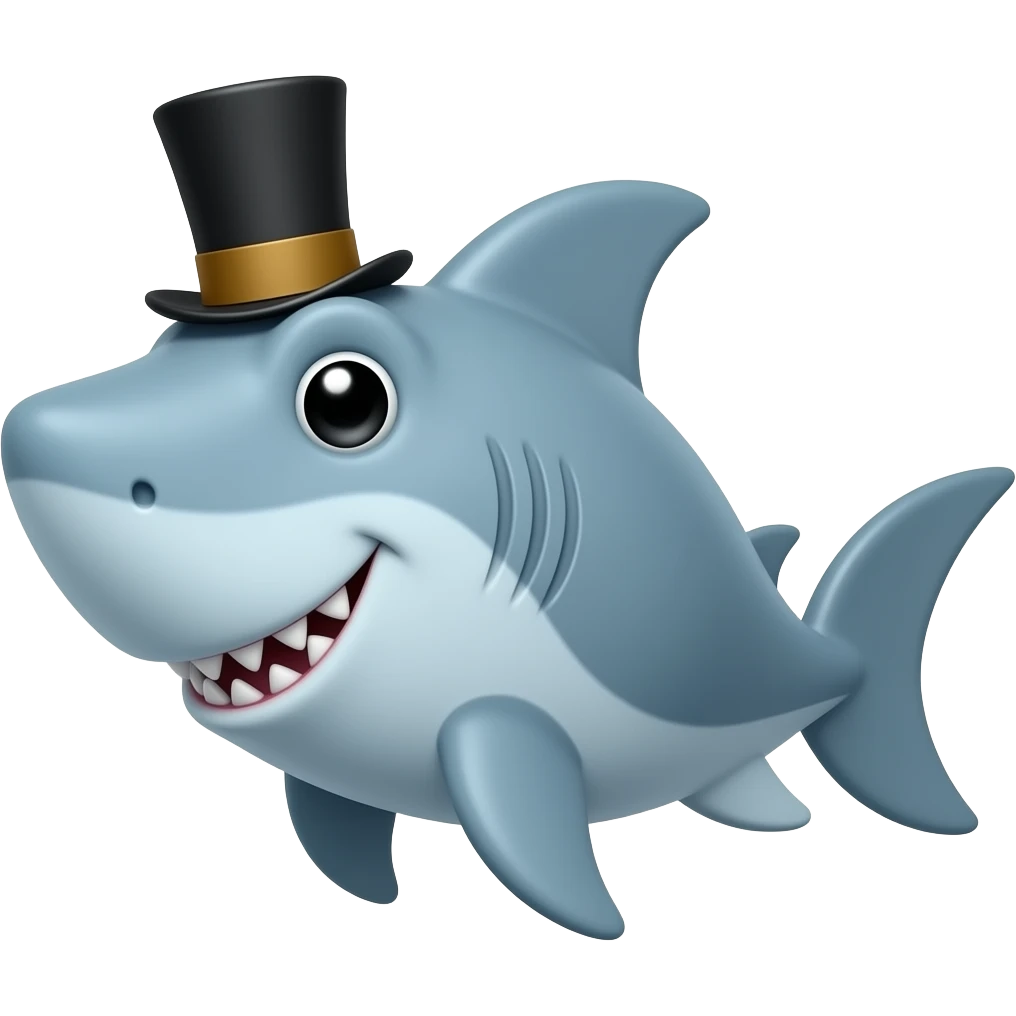 Shark with a top hat emoji
