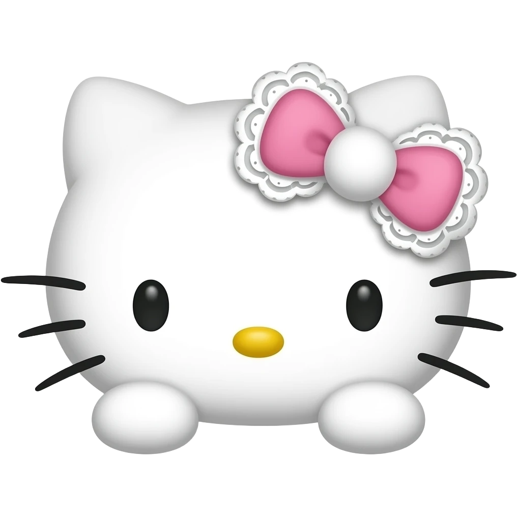 hello Kitty head with pink white and lace on the bow with with front paws emoji