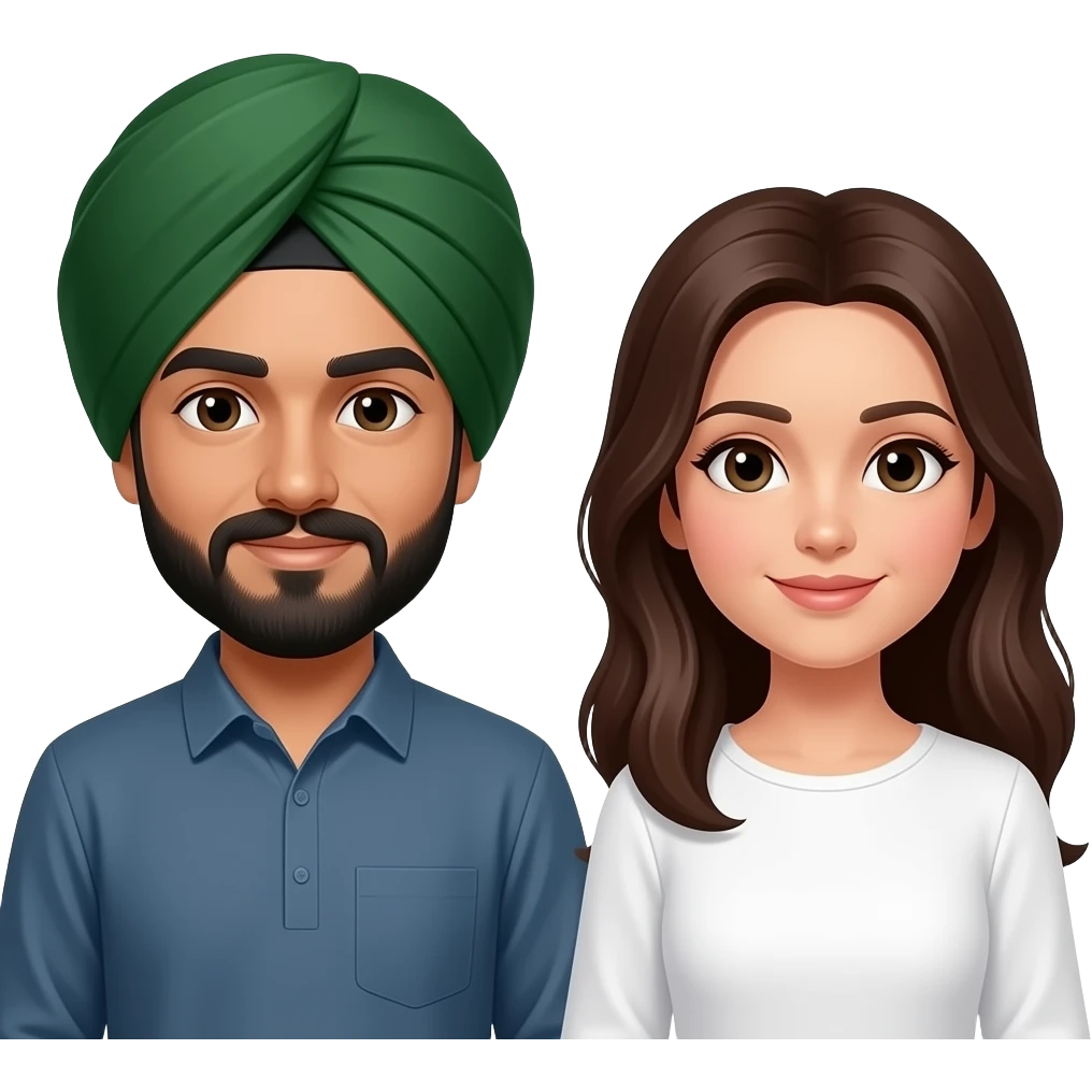 Pakistani guy without turban and white girl dark brown hair emoji