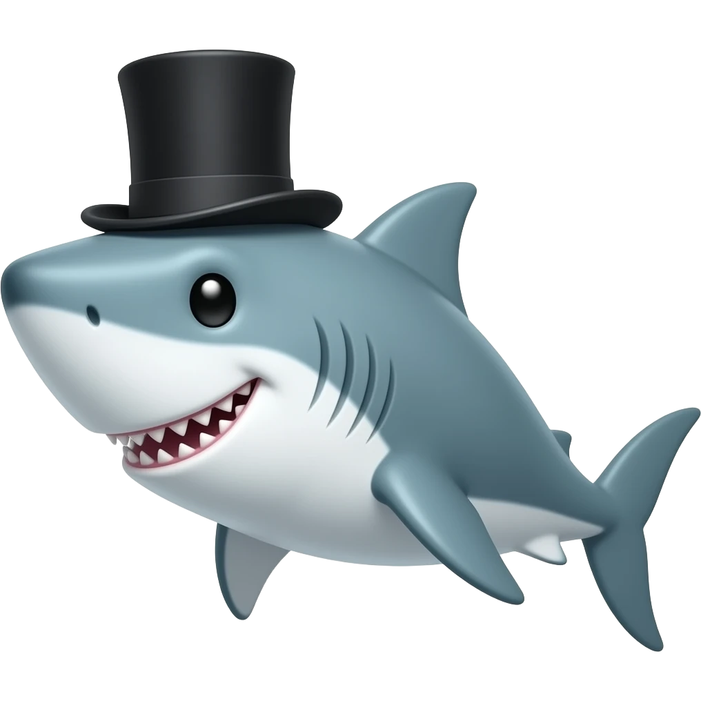 Shark with a top hat emoji