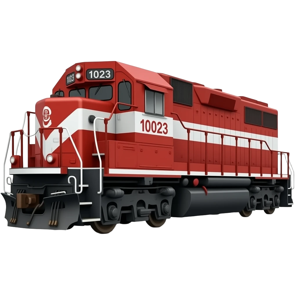 A red & white train, realistic detailed with logo 10023 emoji