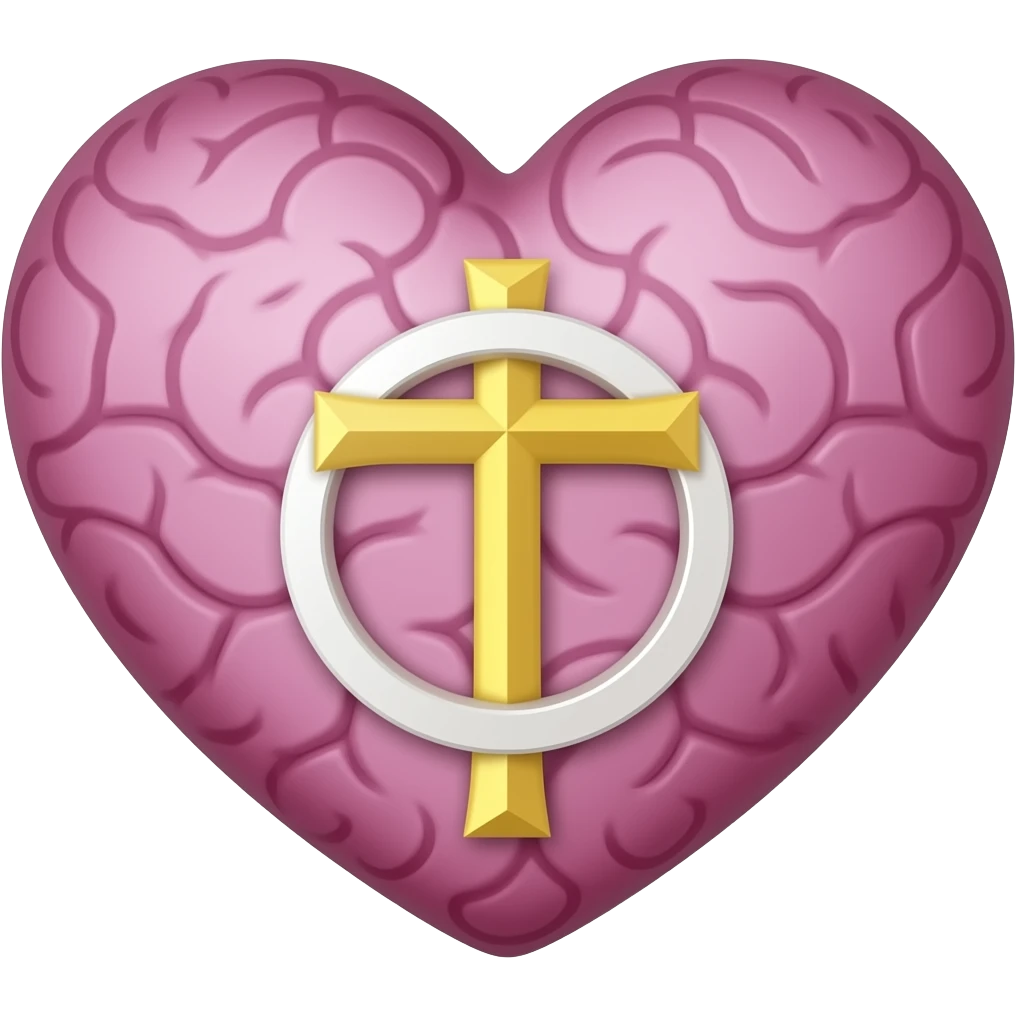 draw a heart and a brain with a Covenant representing god emoji