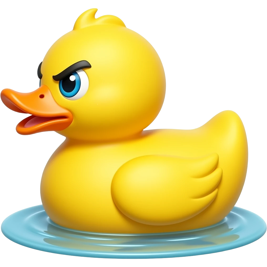 화난 표정의 물에 뜬 오리 장난감 모양 옆 모습 전신 노랑색 emoji