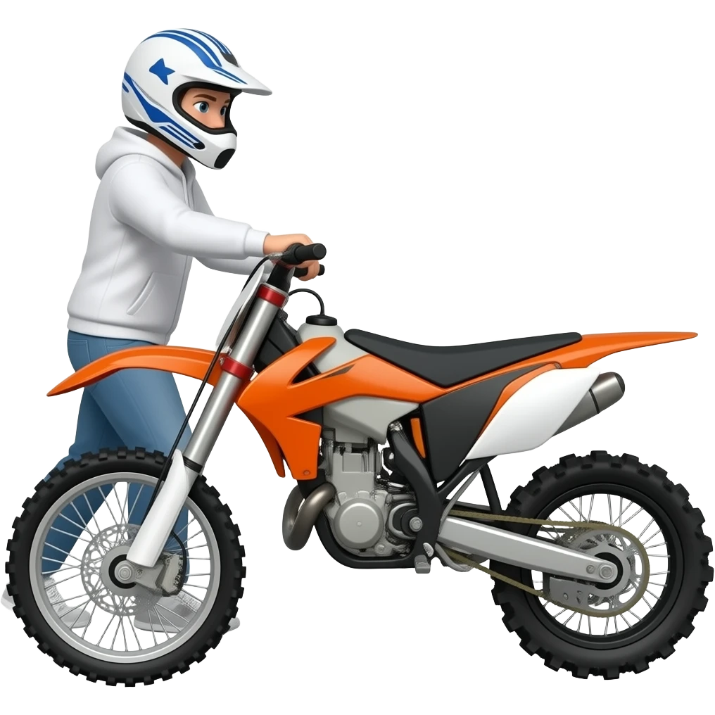 Person wheeling orange dirt bike emoji
