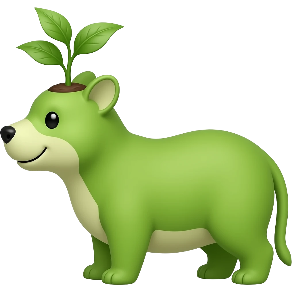 green animal plant on head emoji