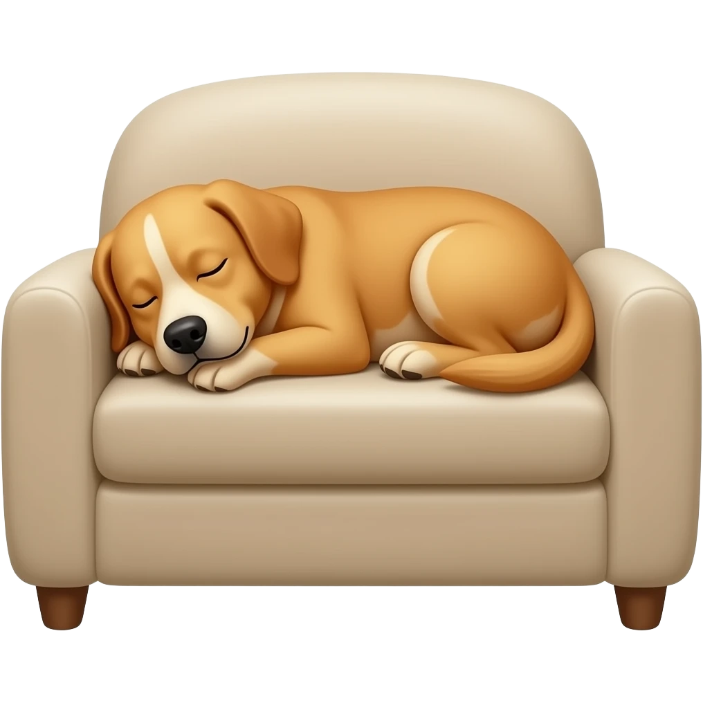 The golden dog is sleeping on the soft sofa. emoji
