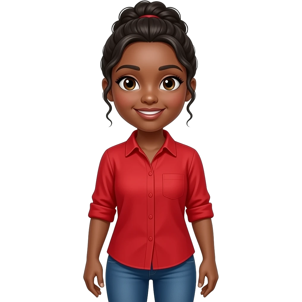 black woman with red shirt. full body standing up emoji