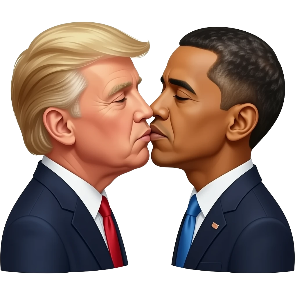 Trump kissing obama emoji