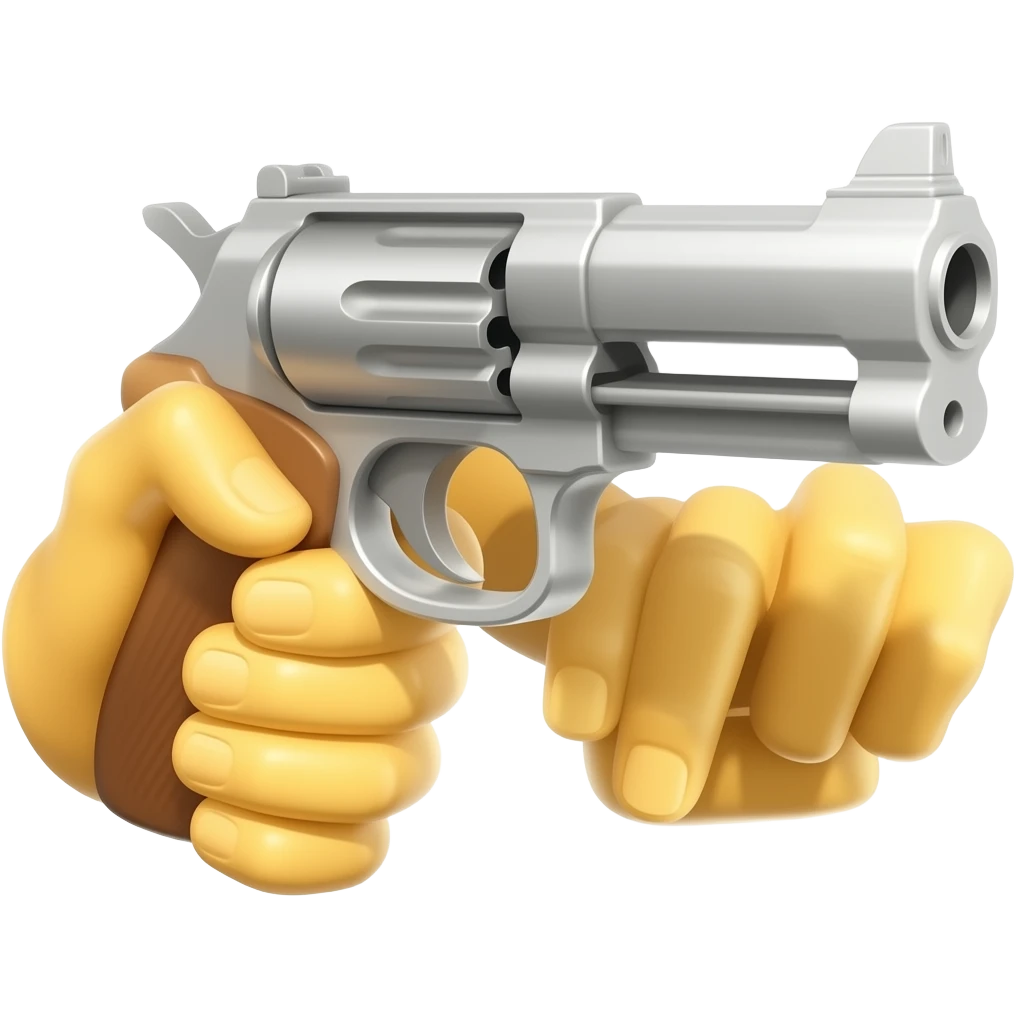 YELLOW HANDS aiming a BIG GUN , emoji style emoji