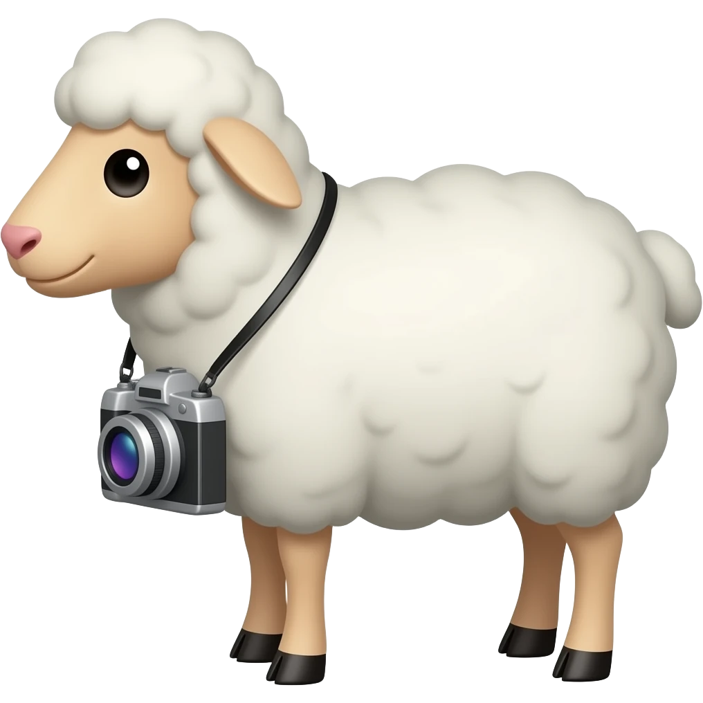 sheep with camera emoji