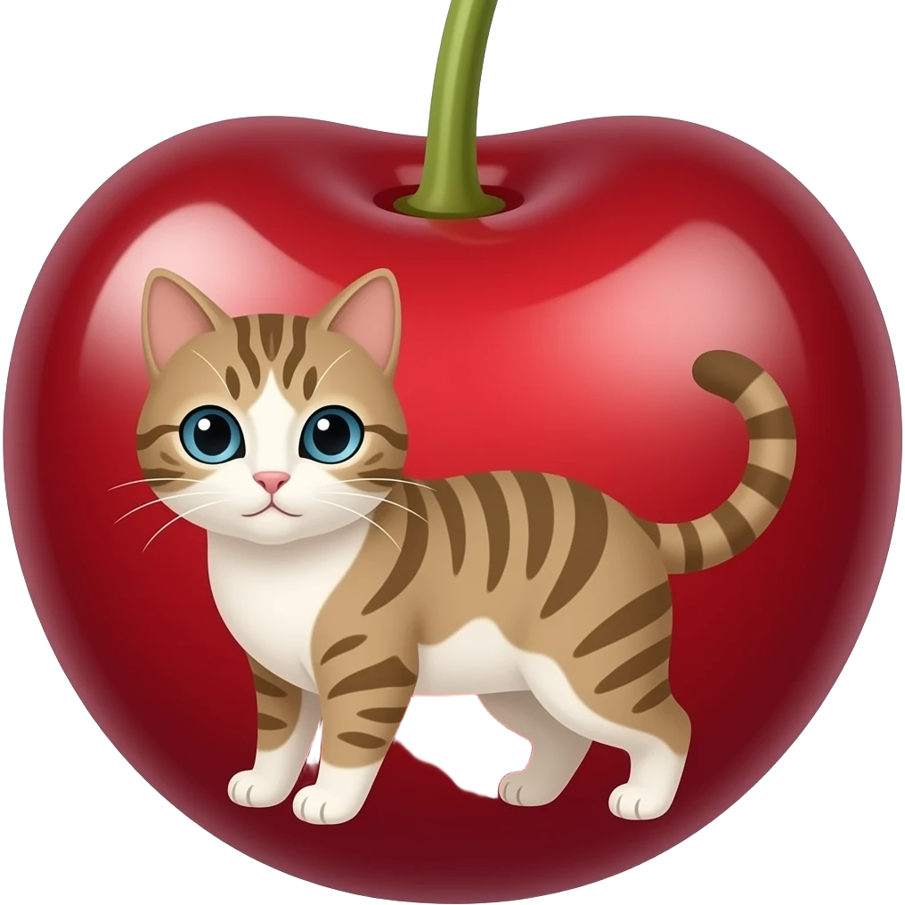 cat inside cherry emoji
