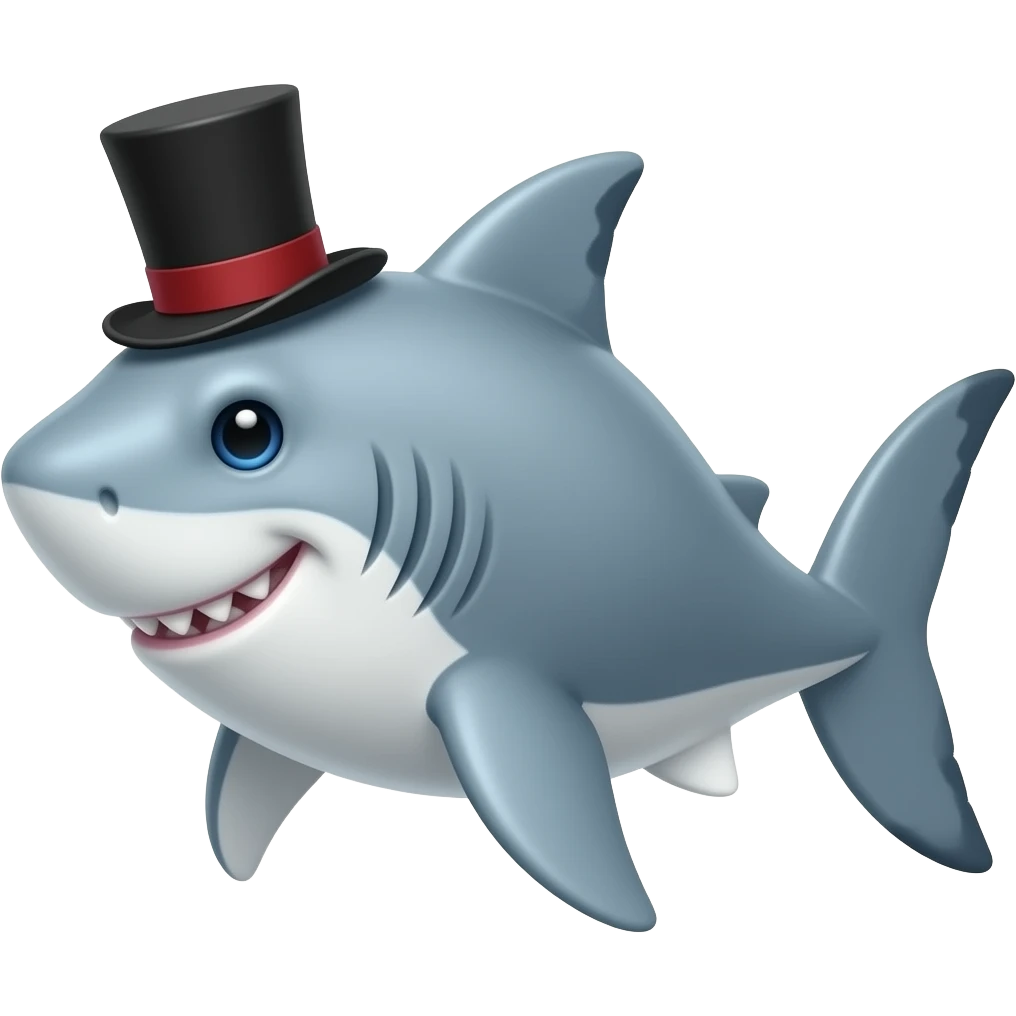 Shark with a top hat emoji
