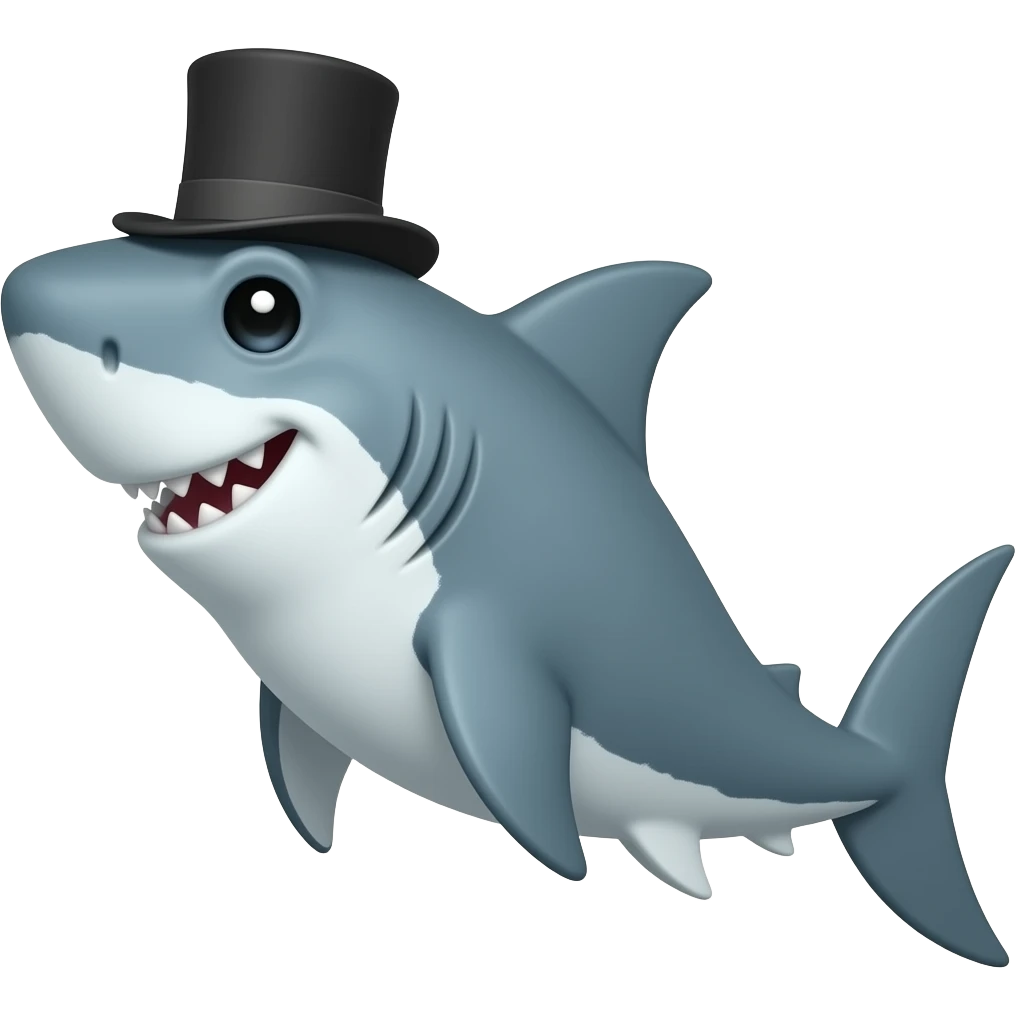 Shark with a top hat emoji