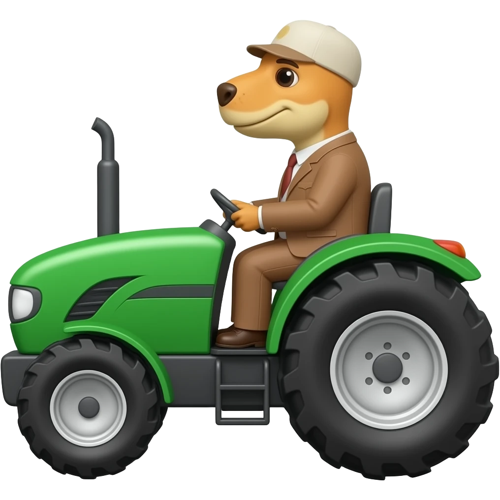 Rex on a tractor emoji