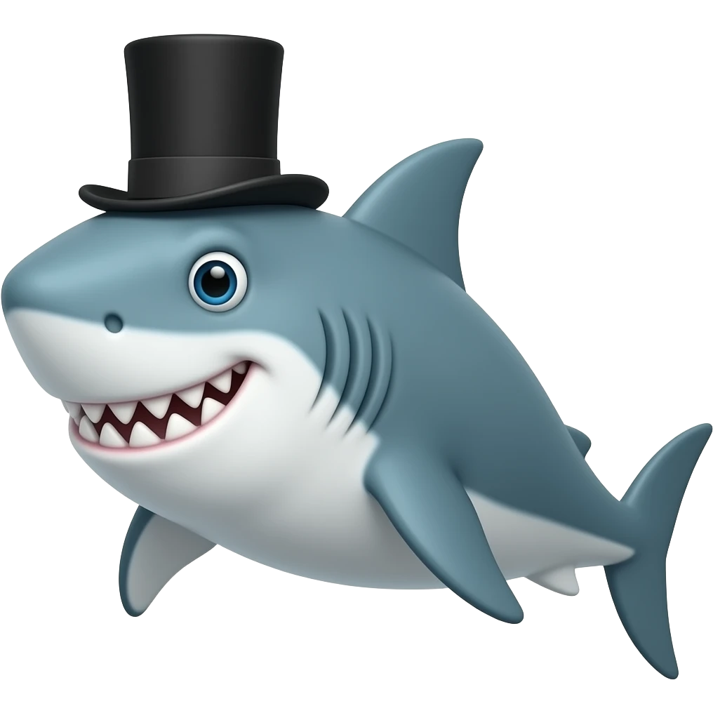 Shark with a top hat emoji