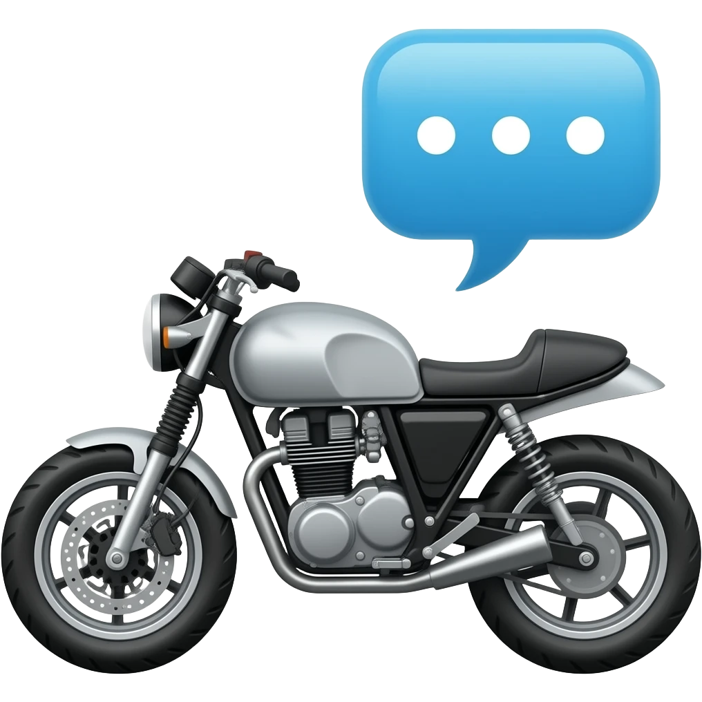 Motorcycle with chat bubble emoji