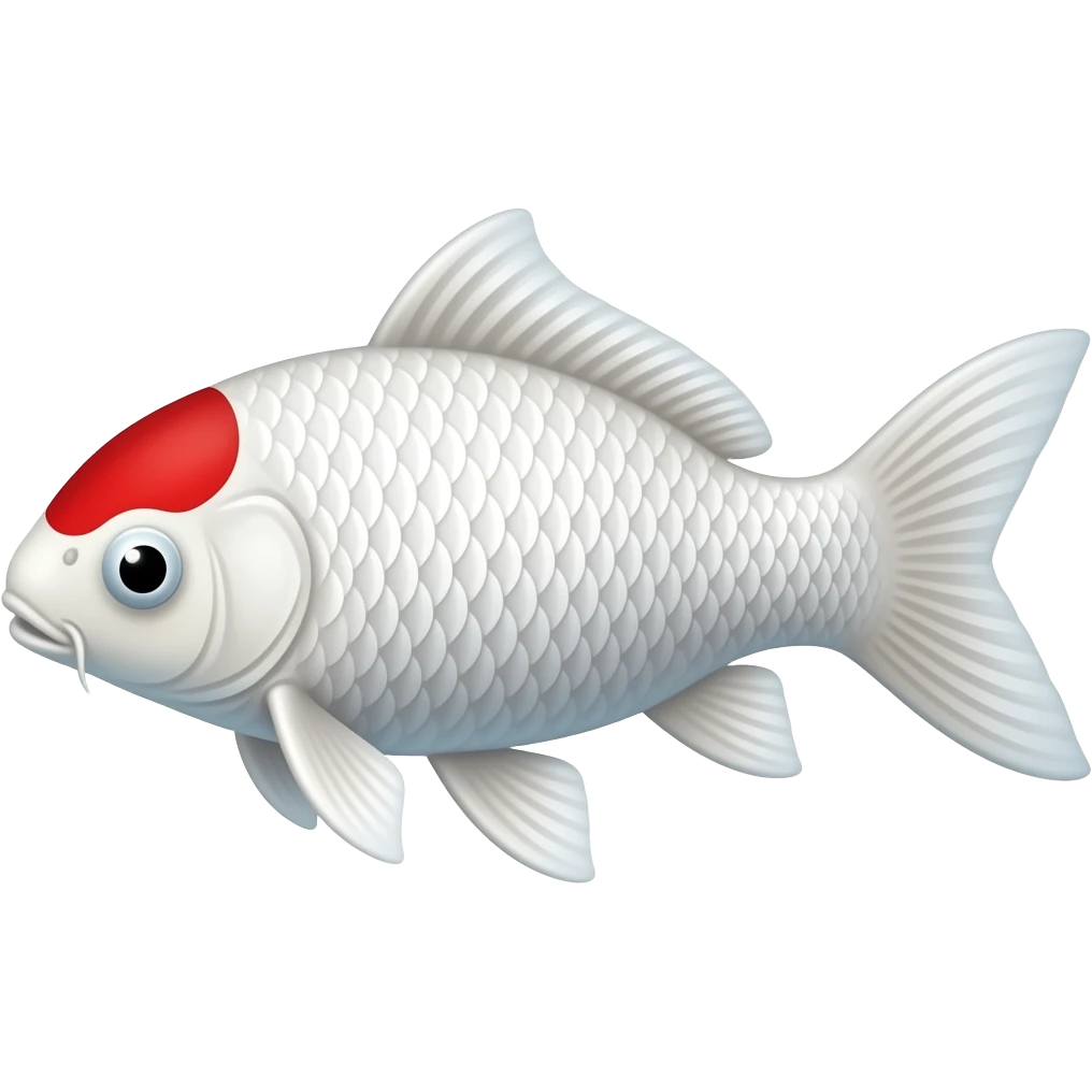 White koi fish with red spot on its head emoji