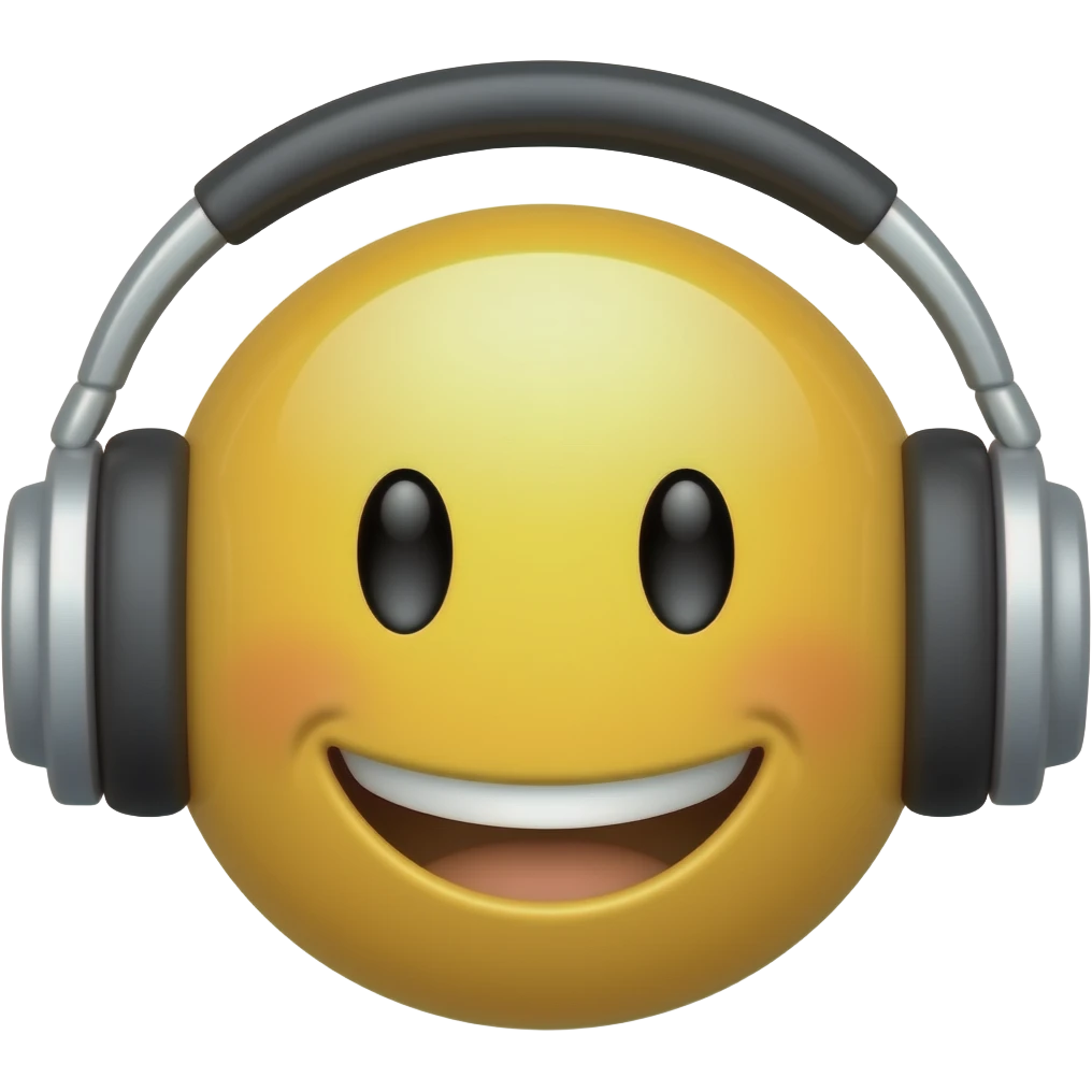 Happy face with headphones emoji
