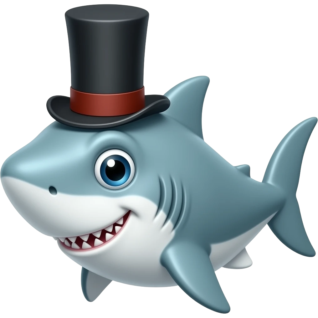 Shark with a top hat emoji