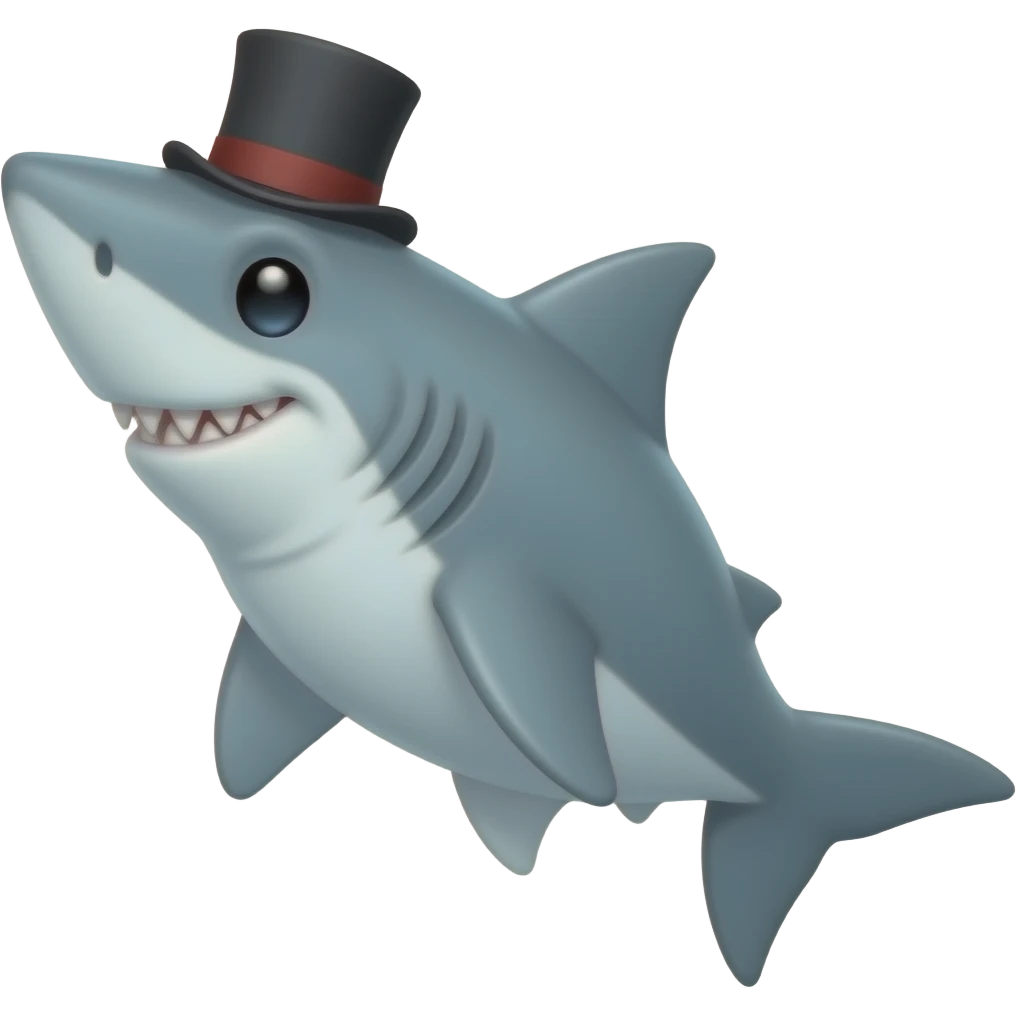Shark with a top hat emoji