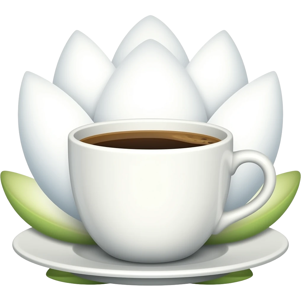 cup and saucer  coffee emoji emerging from White Lotus emoji