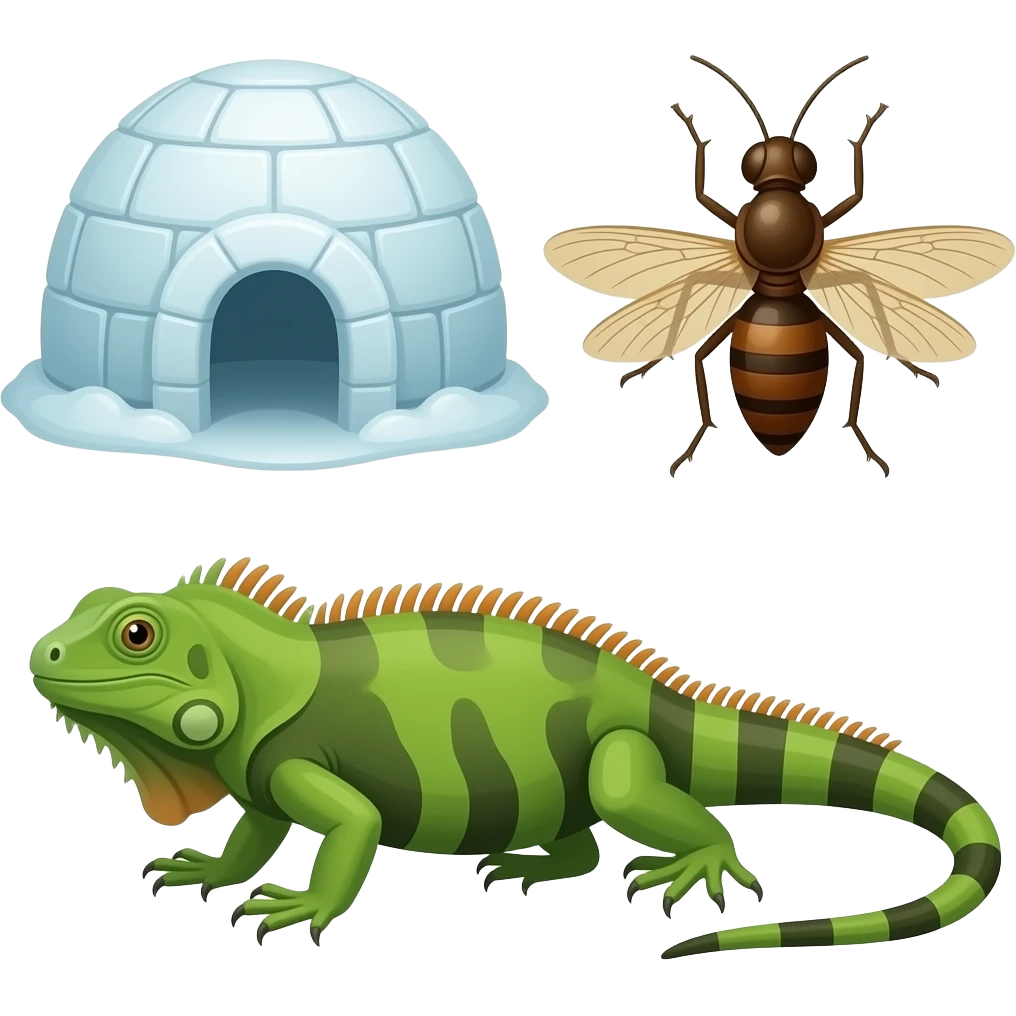 I is for igloo,itch,insect,iguana emoji
