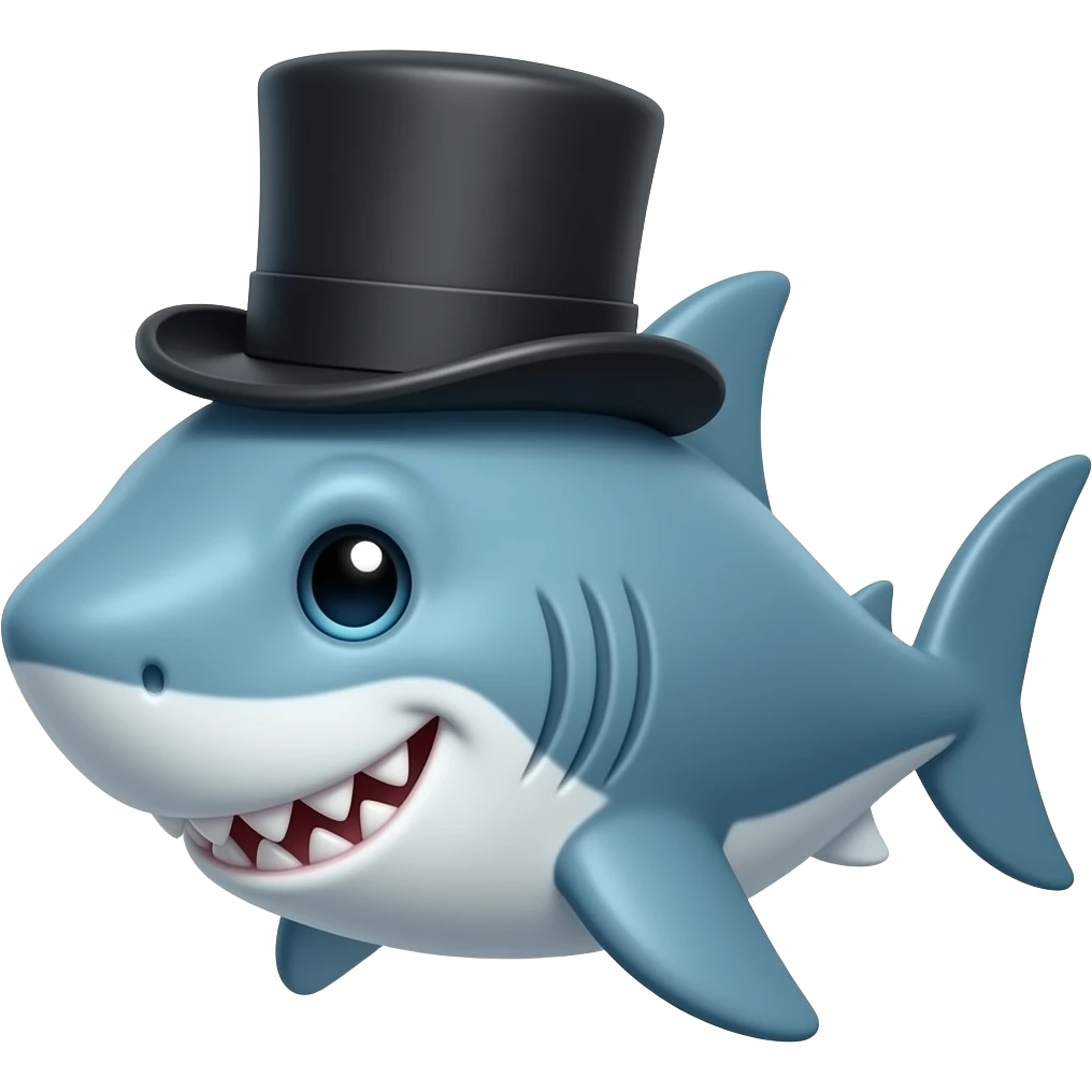 Shark with a top hat emoji