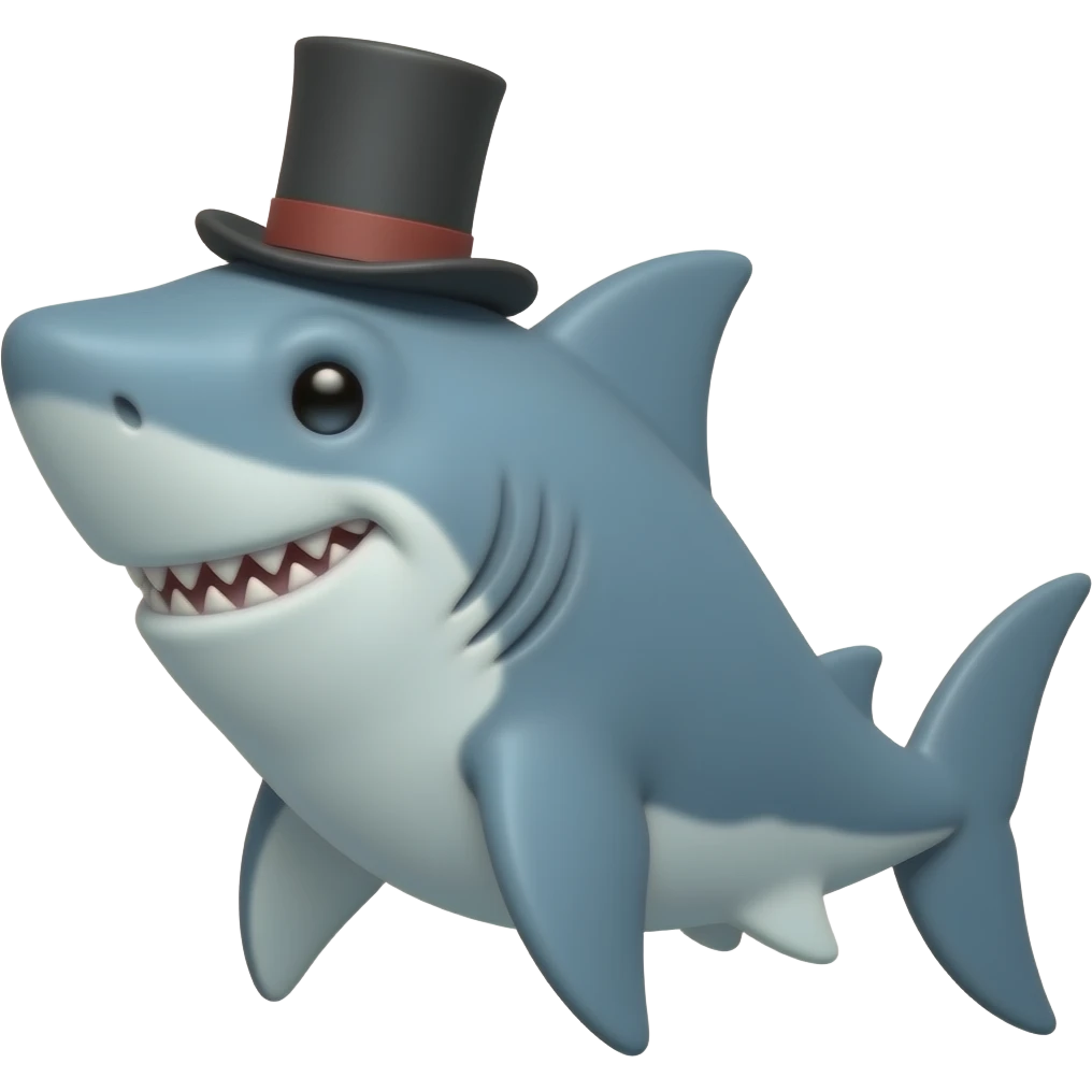 Shark with a top hat emoji