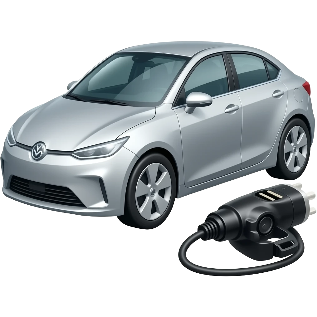 electric car next to car charger emoji