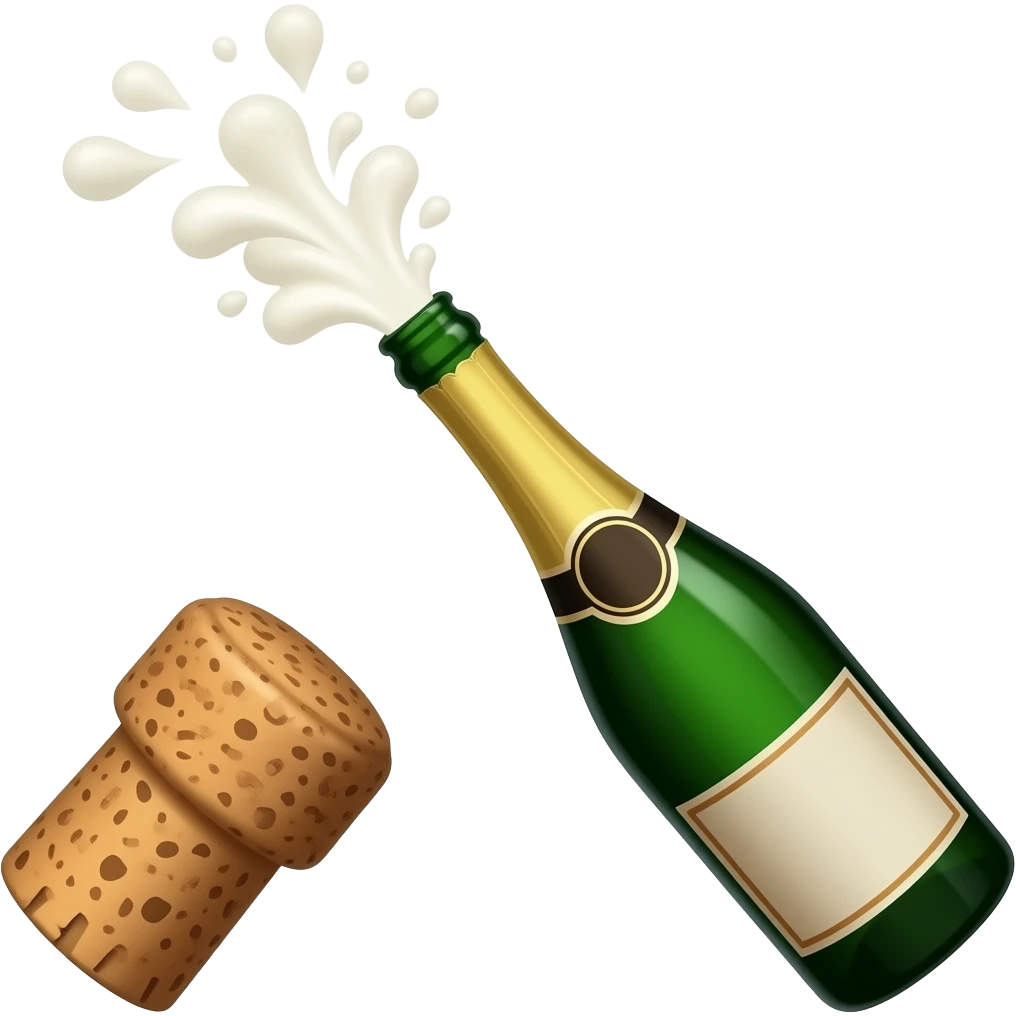 Bottle Champagne With Popping Cork White foam is pouring emoji