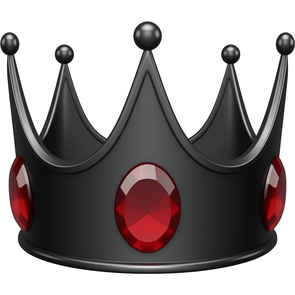 all black crown with red gems emoji