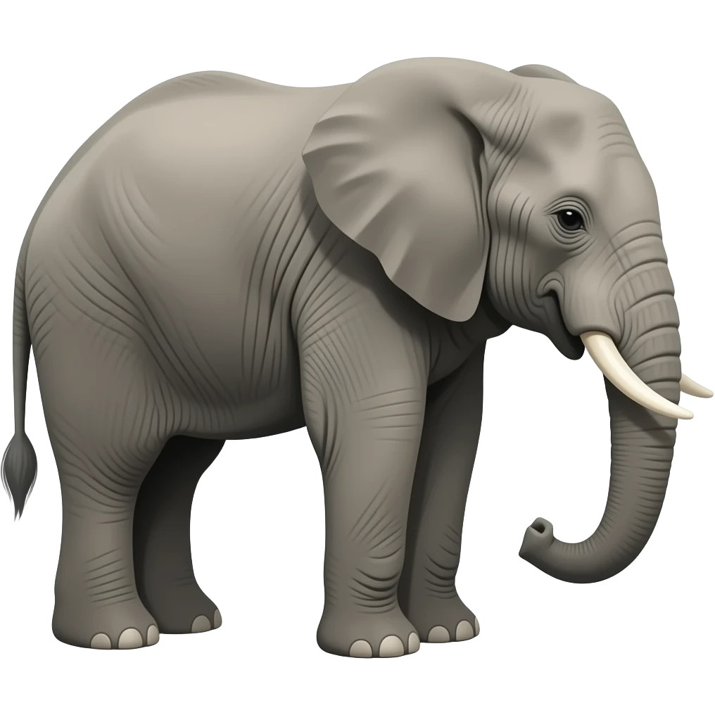 Elephant turns to e emoji