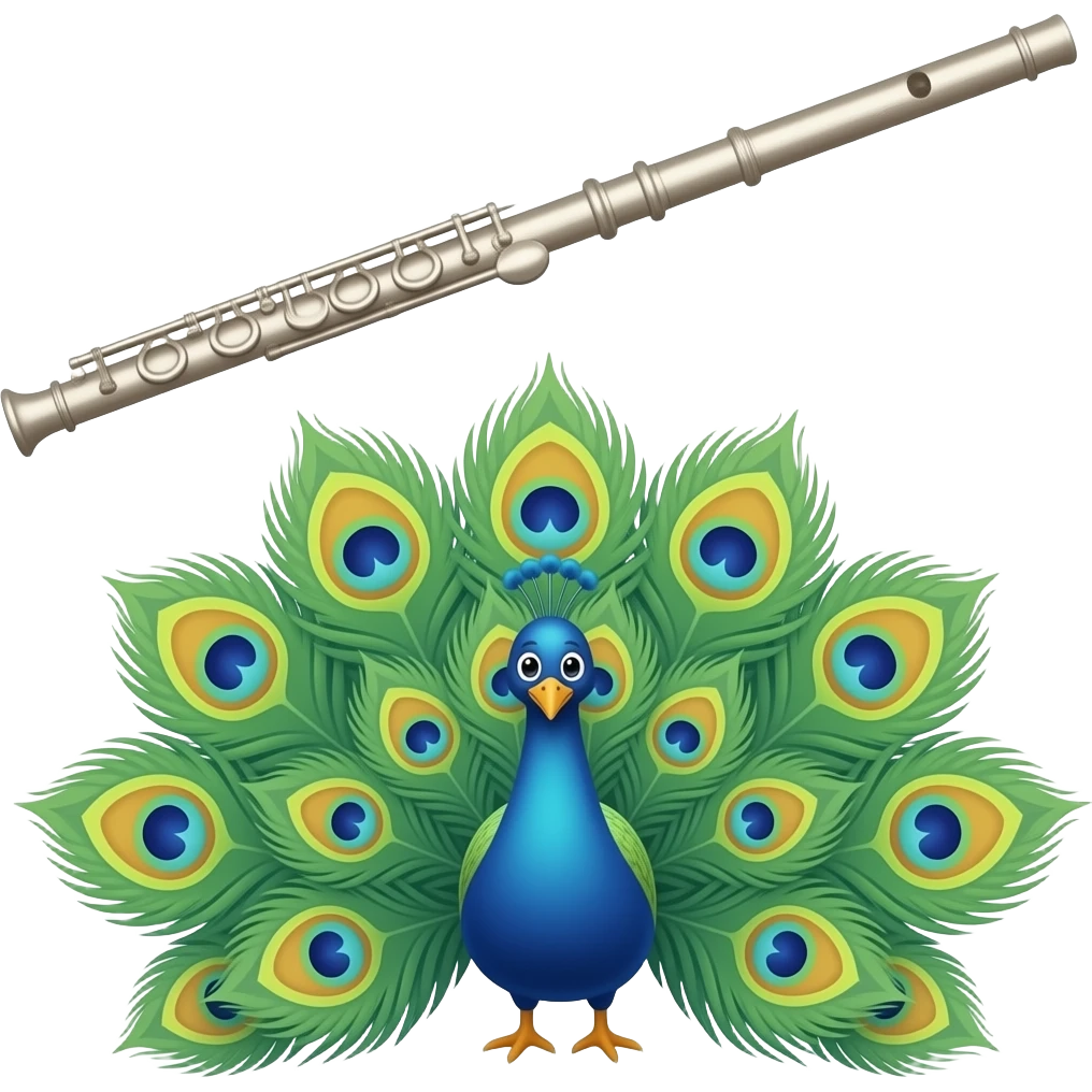 Flute and peacock emojis emoji