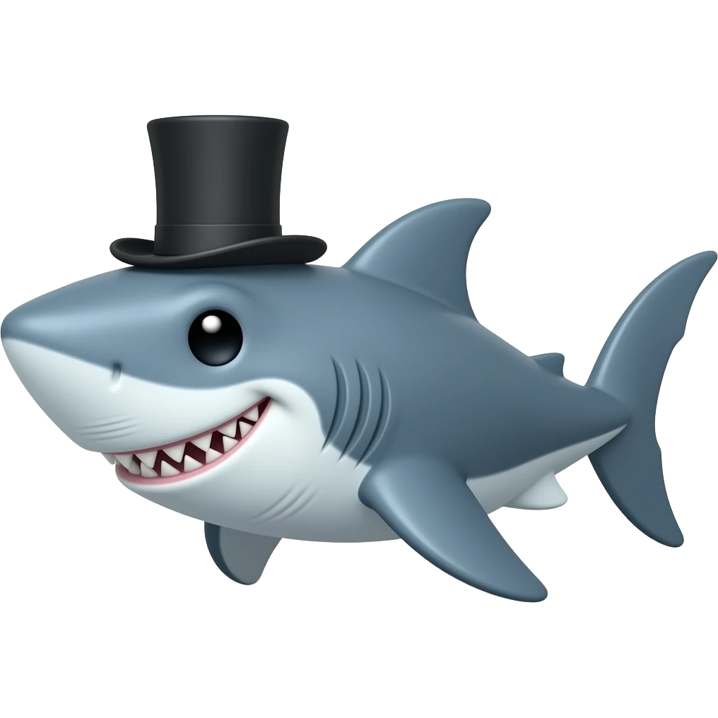 Shark with a top hat emoji
